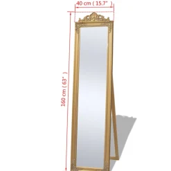 vidaXL Vrijstaande spiegel Barok 160x40cm goud