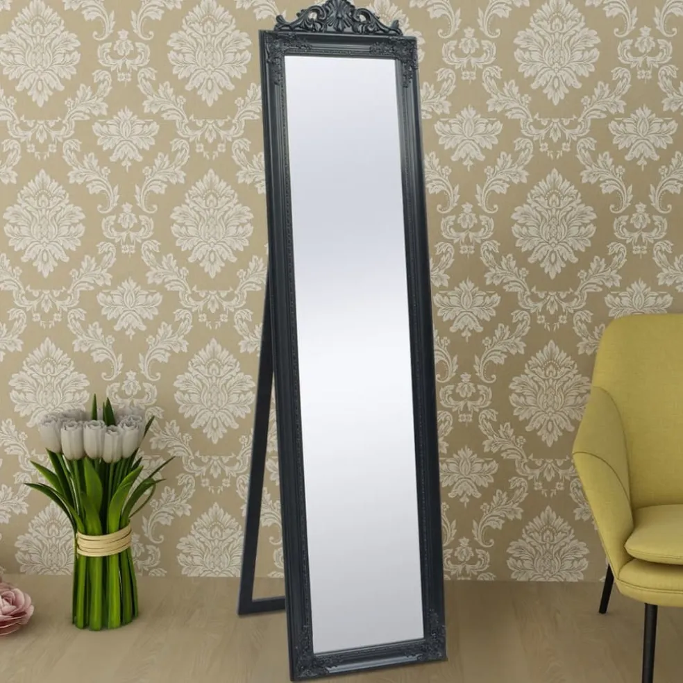 vidaXL Vrijstaande spiegel Barokstijl 160x40cm zwart