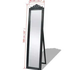 vidaXL Vrijstaande spiegel Barokstijl 160x40cm zwart