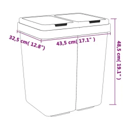 vidaXL Vuilnisbak dubbel 2x25 L wit