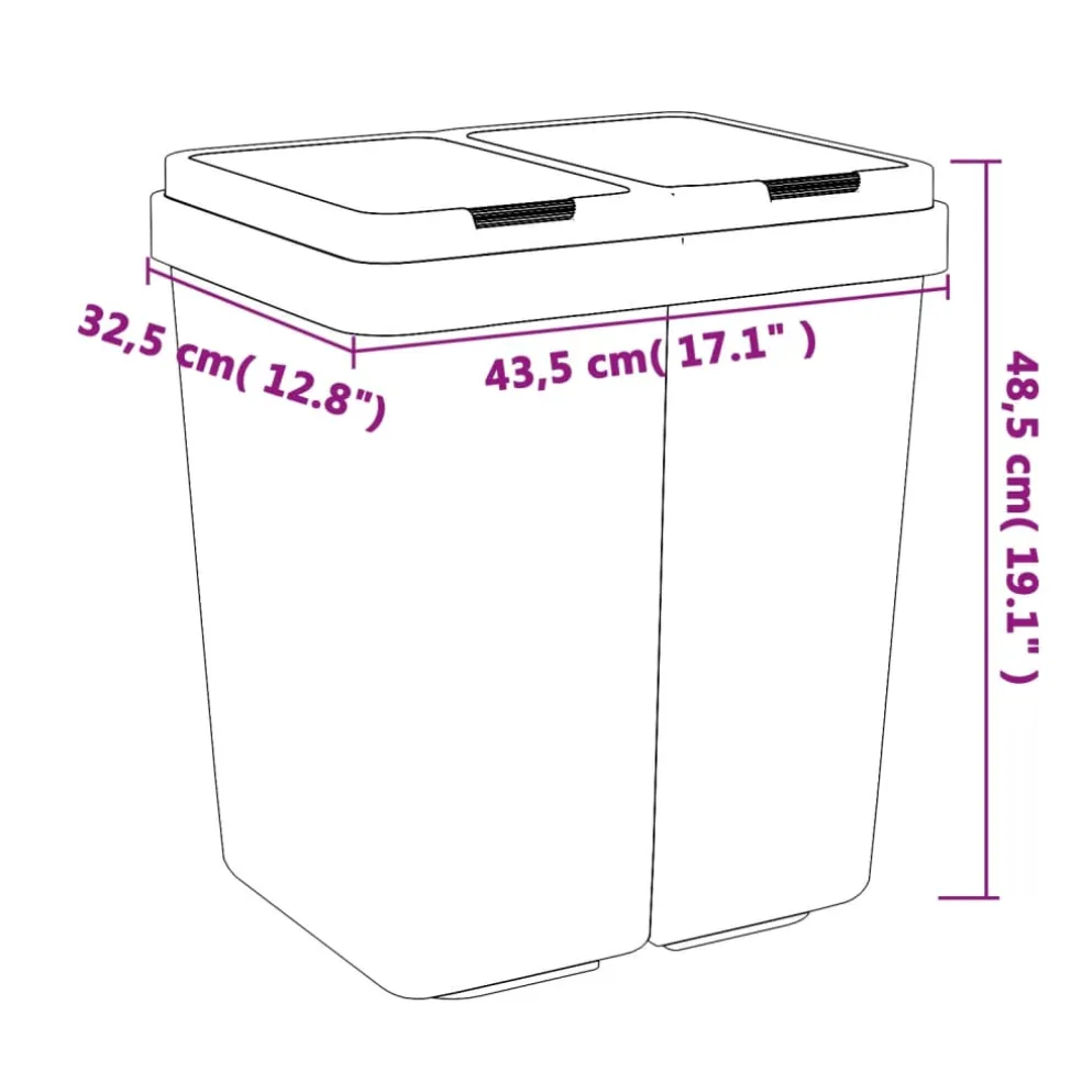 vidaXL Vuilnisbak dubbel 2x25 L wit