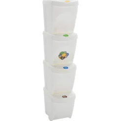 vidaXL Vuilnisbakken 4 st stapelbaar 100 L polypropeen wit