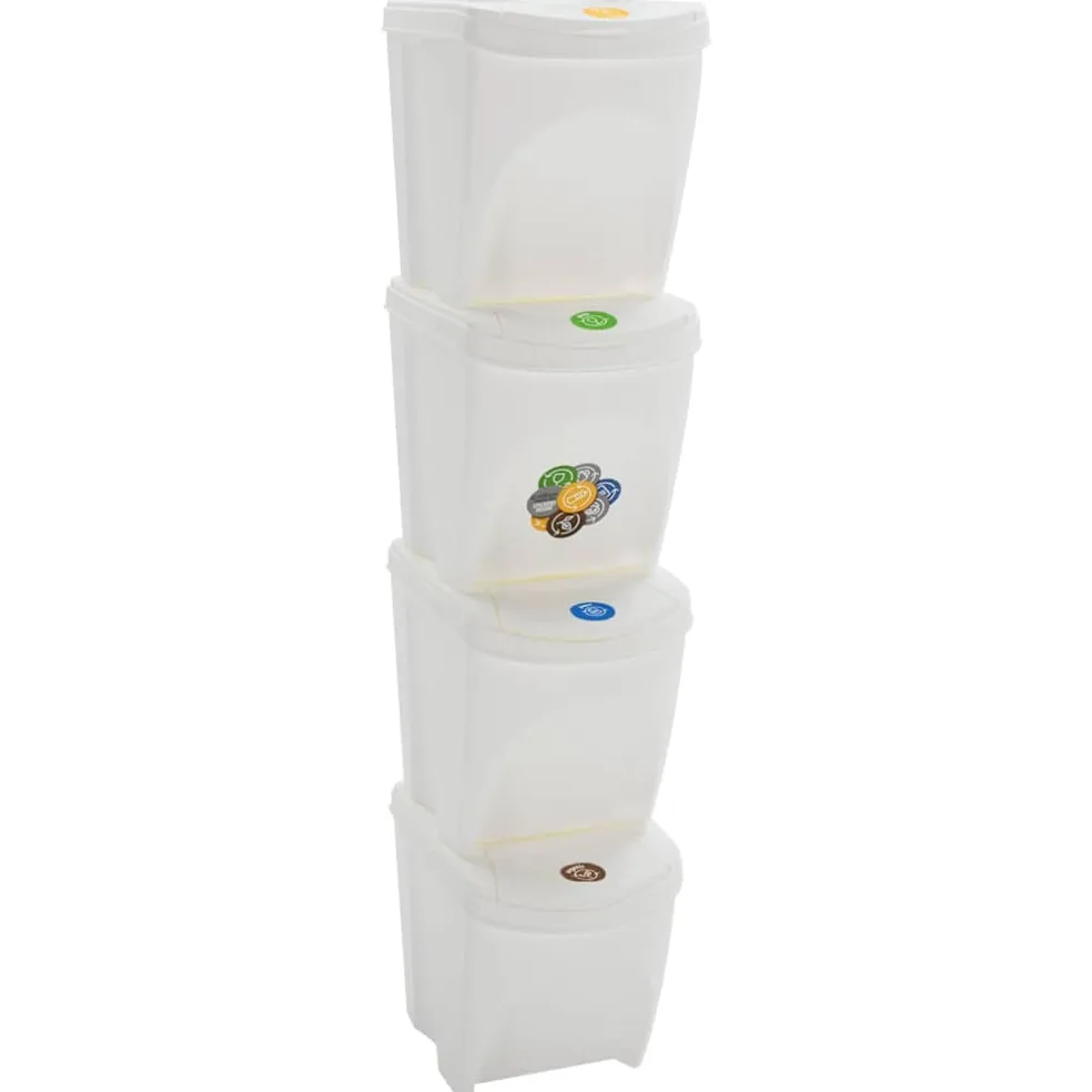 vidaXL Vuilnisbakken 4 st stapelbaar 100 L polypropeen wit