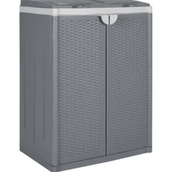 vidaXL Vuilnisbak met 2 deuren 65x45x88 cm PP grijs