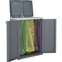 vidaXL Vuilnisbak met 2 deuren 65x45x88 cm PP grijs