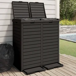vidaXL Vuilnisbak voor tuin 78x41x86 cm polypropeen zwart