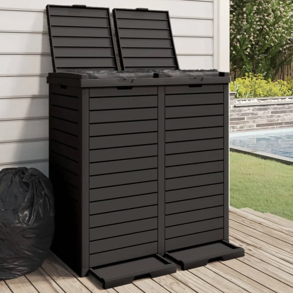 vidaXL Vuilnisbak voor tuin 78x41x86 cm polypropeen zwart