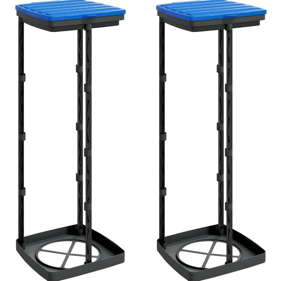 vidaXL Vuilniszakhouders 2 st 120 L PP zwart en blauw