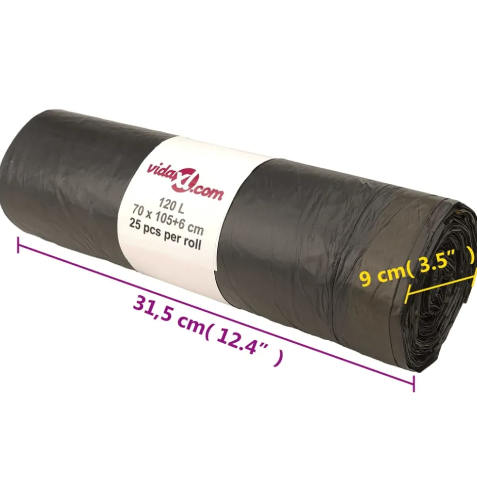 vidaXL Vuilniszakken met trekkoorden 250 st 120 l zwart