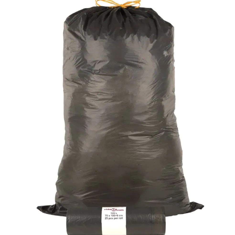vidaXL Vuilniszakken met trekkoorden 250 st 120 l zwart