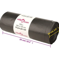 vidaXL Vuilniszakken 150 st 240 l zwart