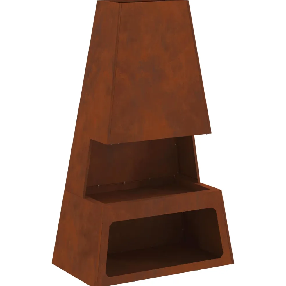vidaXL Vuurkom Roestig 60 x 35 x 100 cm weervast staal