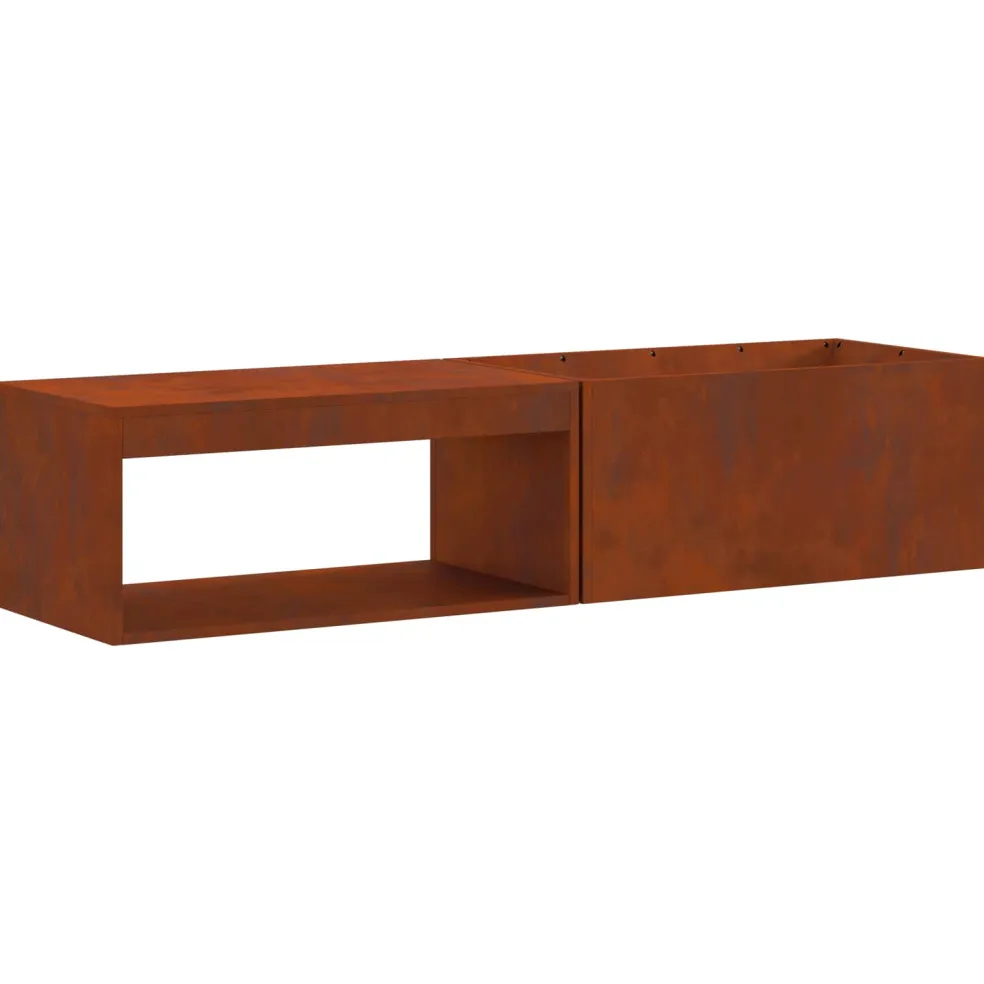 vidaXL Vuurkom Roestig 160 x 45 x 35 cm weervast staal
