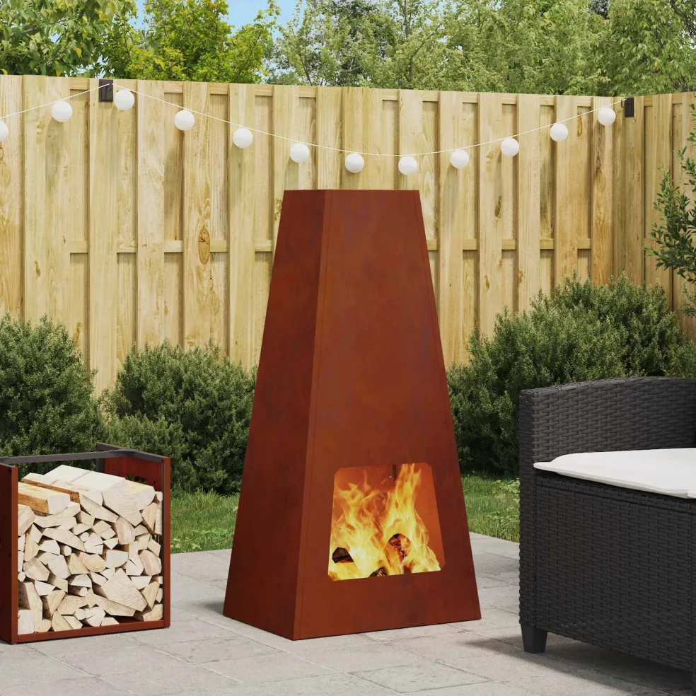 vidaXL Vuurkom Roestkleurig 50 x 35 x 100 cm weervast staal