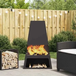 vidaXL Vuurkom Zwart 60 x 35 x 100 cm weervast staal
