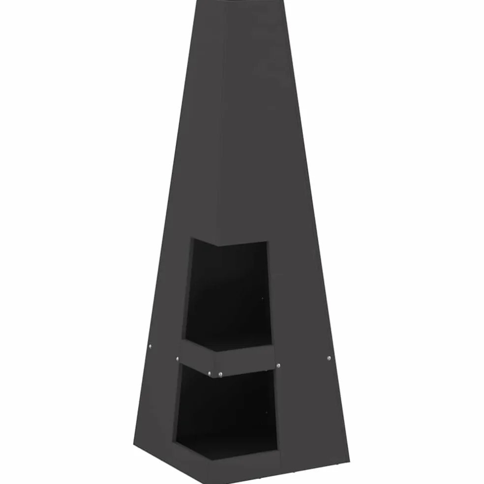 vidaXL Vuurkom Zwart 35 x 35 x 100 cm weervast staal
