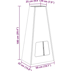vidaXL Vuurkom Zwart 50 x 35 x 100 cm weervast staal