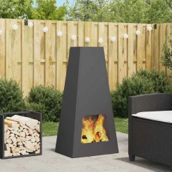 vidaXL Vuurkom Zwart 50 x 35 x 100 cm weervast staal