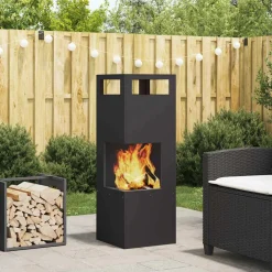 vidaXL Vuurkom Zwart 50 x 50 x 38 cm weervast staal