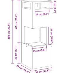 vidaXL Vuurkom Zwart 50 x 50 x 38 cm weervast staal