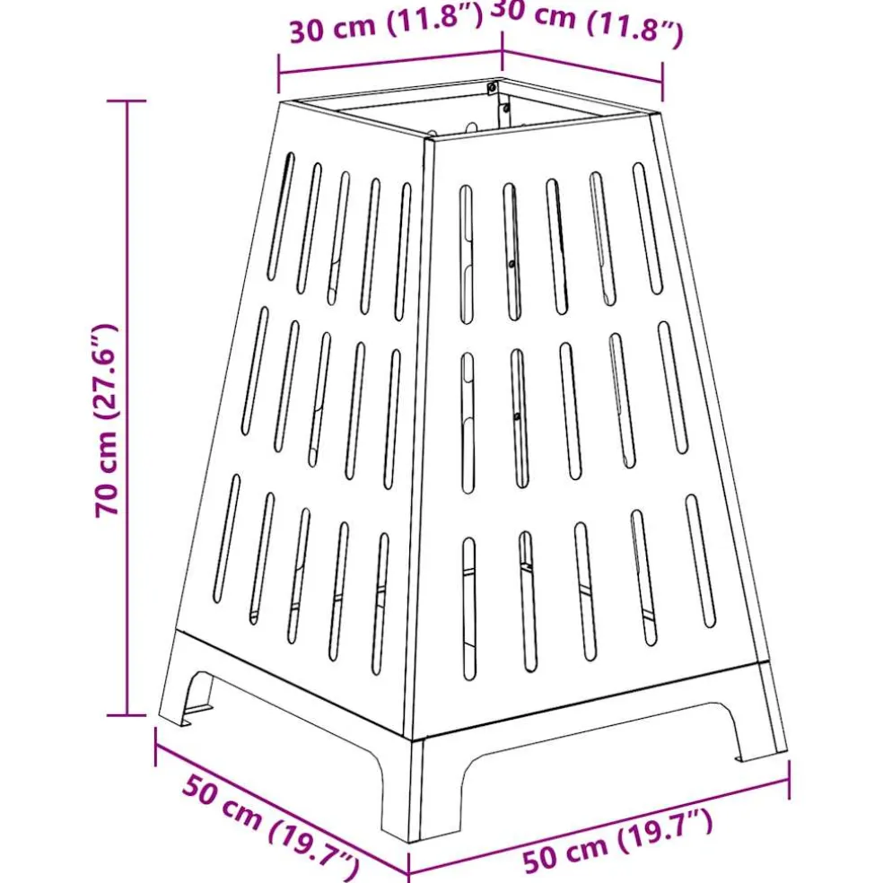 vidaXL Vuurkom Zwart 50 x 50 x 70 cm weervast staal