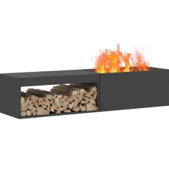 vidaXL Vuurkom Zwart 160 x 45 x 35 cm weervast staal