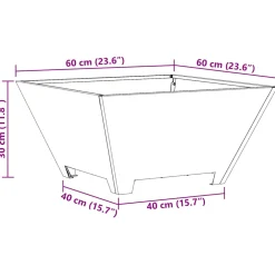 vidaXL Vuurkom Zwart 60 x 60 x 30 cm weervast staal
