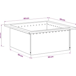 vidaXL Vuurkorfring Roestkleurig 60 x 60 x 25 cm weervast staal