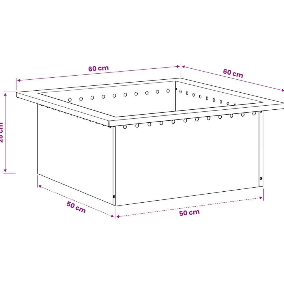 vidaXL Vuurkorfring Zwart 60 x 60 x 25 cm Staal