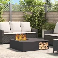 vidaXL Vuurkorf Zwart 100 x 100 x 30 cm weervast staal