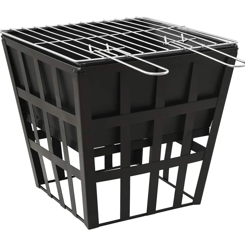 vidaXL Vuurplaats en barbecue 2-in-1 34x34x48 cm staal