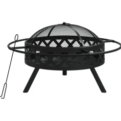 vidaXL Vuurplaats met pook XXL 70 cm staal
