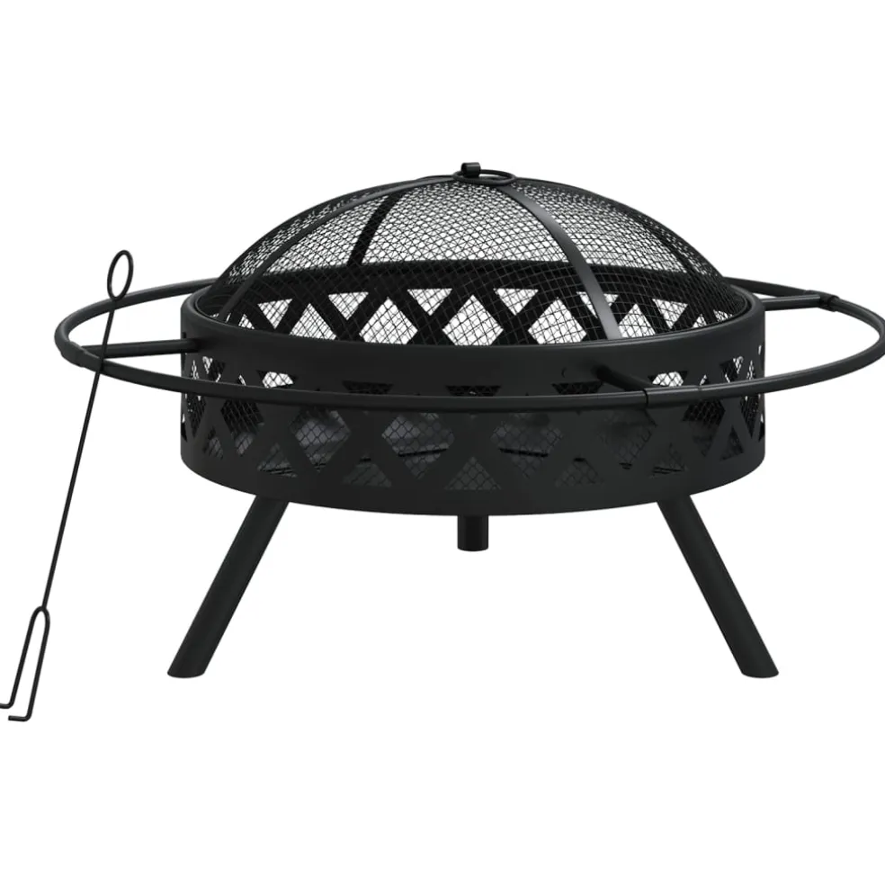 vidaXL Vuurplaats met pook XXL 70 cm staal