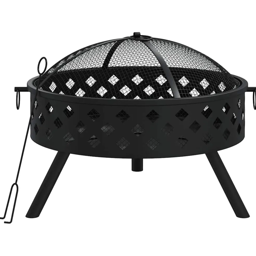 vidaXL Vuurplaats met pook XXL 58 cm staal