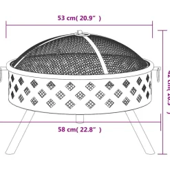 vidaXL Vuurplaats met pook XXL 58 cm staal