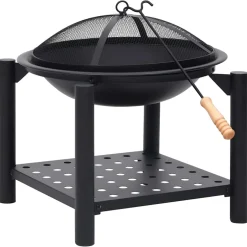 vidaXL Vuurplaats met pook 54x54x55 cm staal