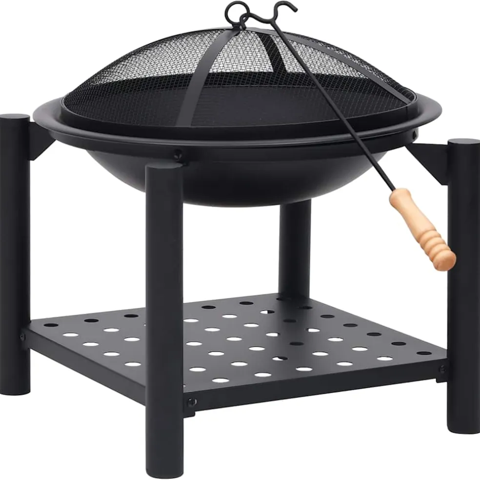 vidaXL Vuurplaats met pook 54x54x55 cm staal