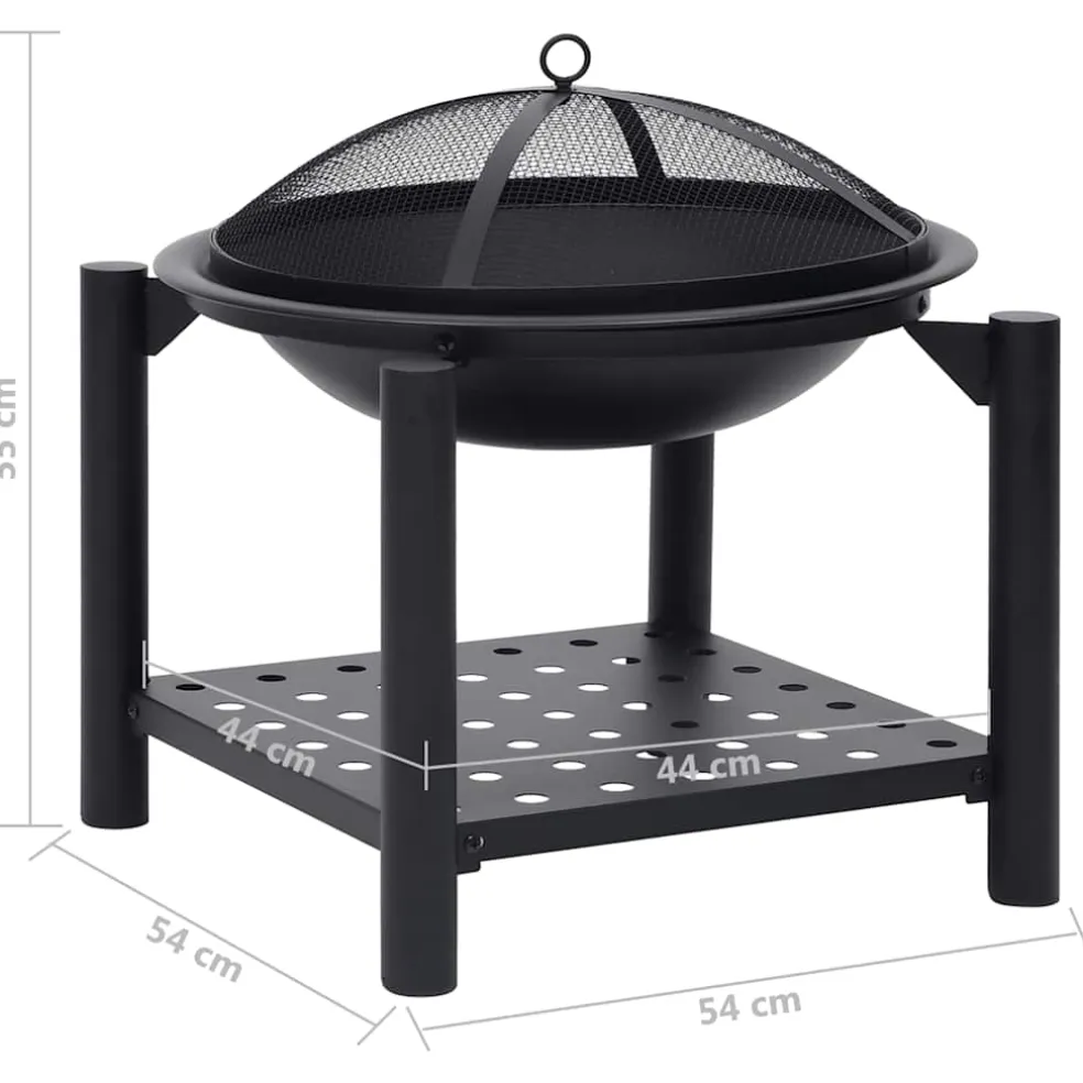 vidaXL Vuurplaats met pook 54x54x55 cm staal