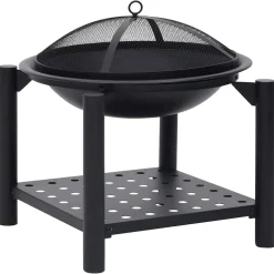 vidaXL Vuurplaats met pook 54x54x55 cm staal