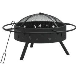 vidaXL Vuurplaats met pook XXL 70 cm staal