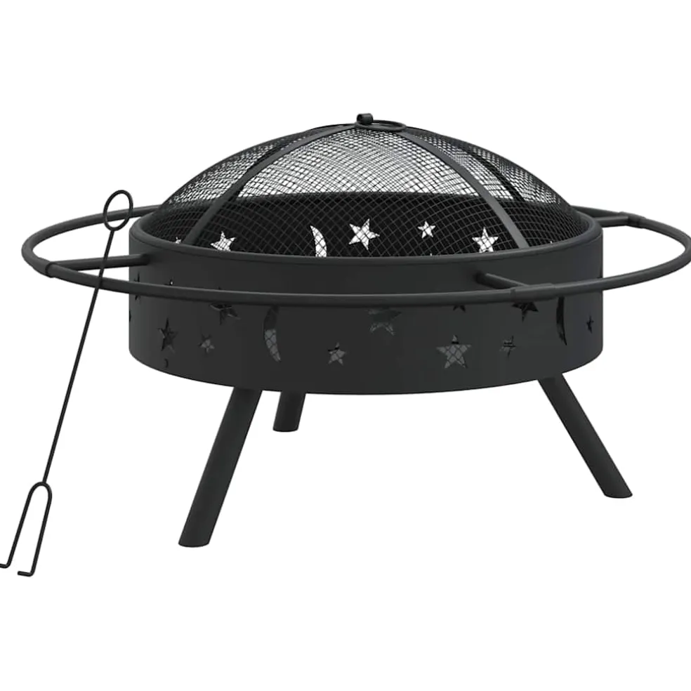 vidaXL Vuurplaats met pook XXL 70 cm staal