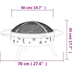 vidaXL Vuurplaats met pook XXL 70 cm staal