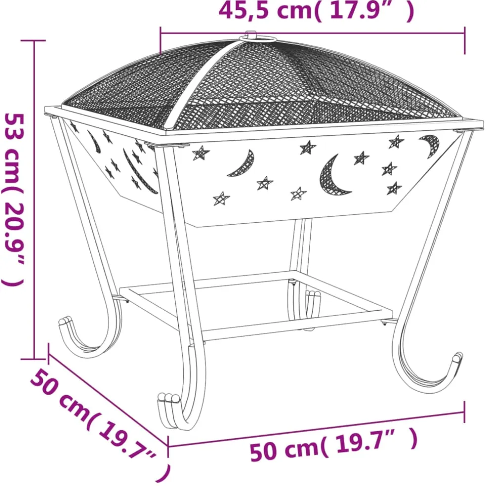 vidaXL Vuurplaats met pook XXL 50 cm staal