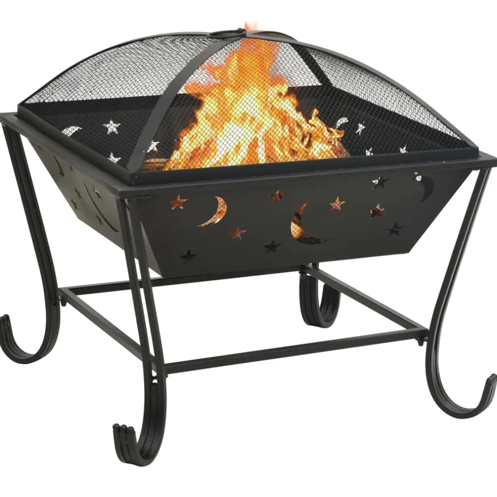 vidaXL Vuurplaats met pook XXL 62 cm staal
