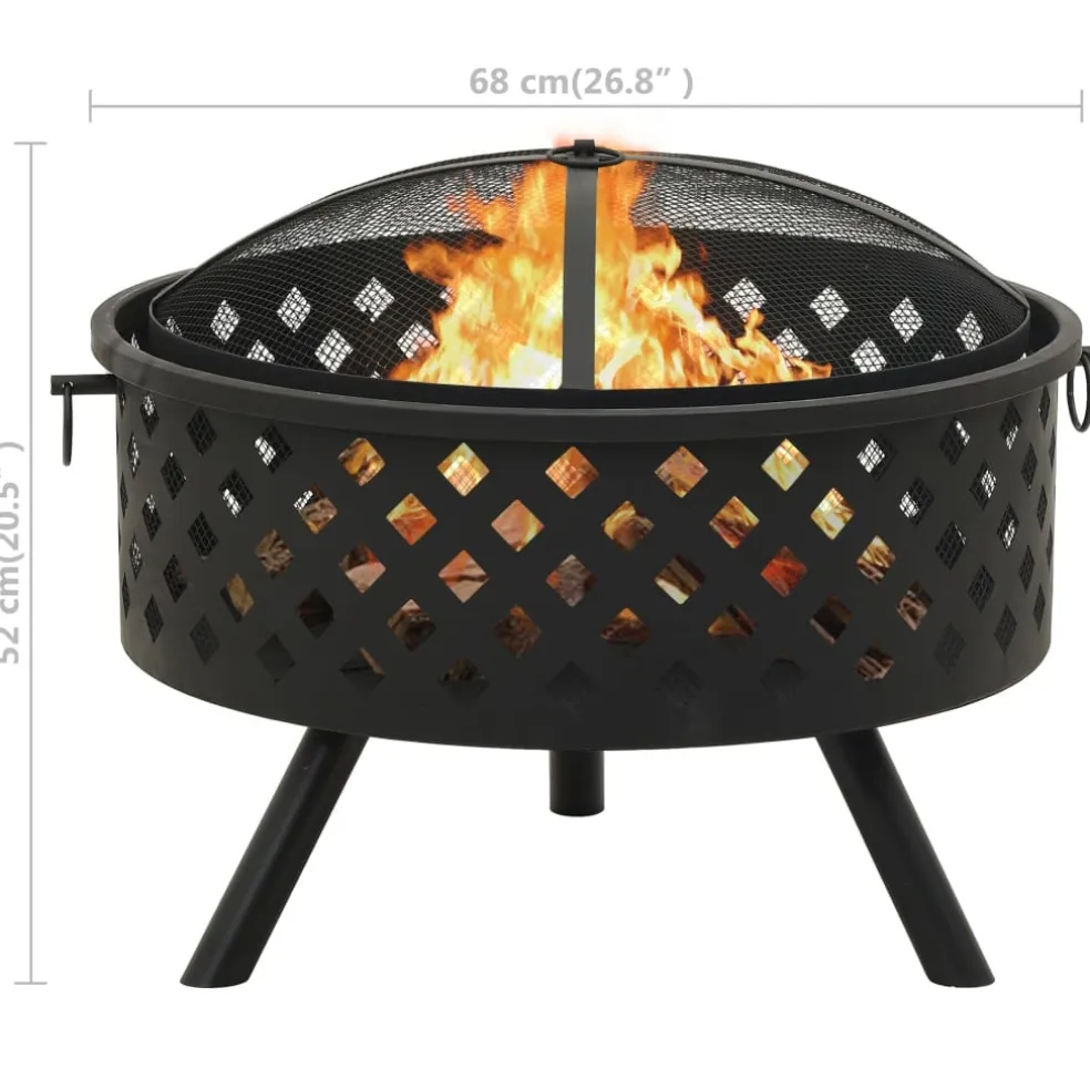 vidaXL Vuurplaats met pook XXL 50 cm staal