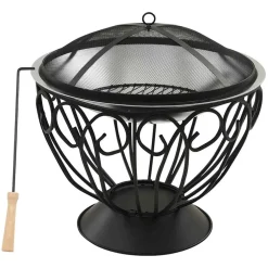 vidaXL Vuurschaal en barbecue 2-in-1 met pook 59x59x60 cm rvs