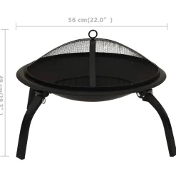 vidaXL Vuurschaal en barbecue 2-in-1 met pook 56x56x49 cm staal