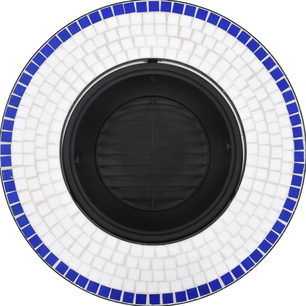 vidaXL Vuurschaal mozaïek 68 cm keramiek blauw en wit