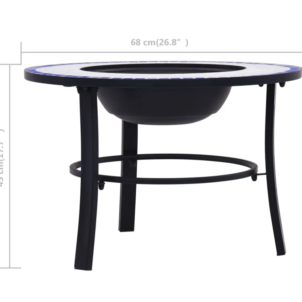 vidaXL Vuurschaal mozaïek 68 cm keramiek blauw en wit