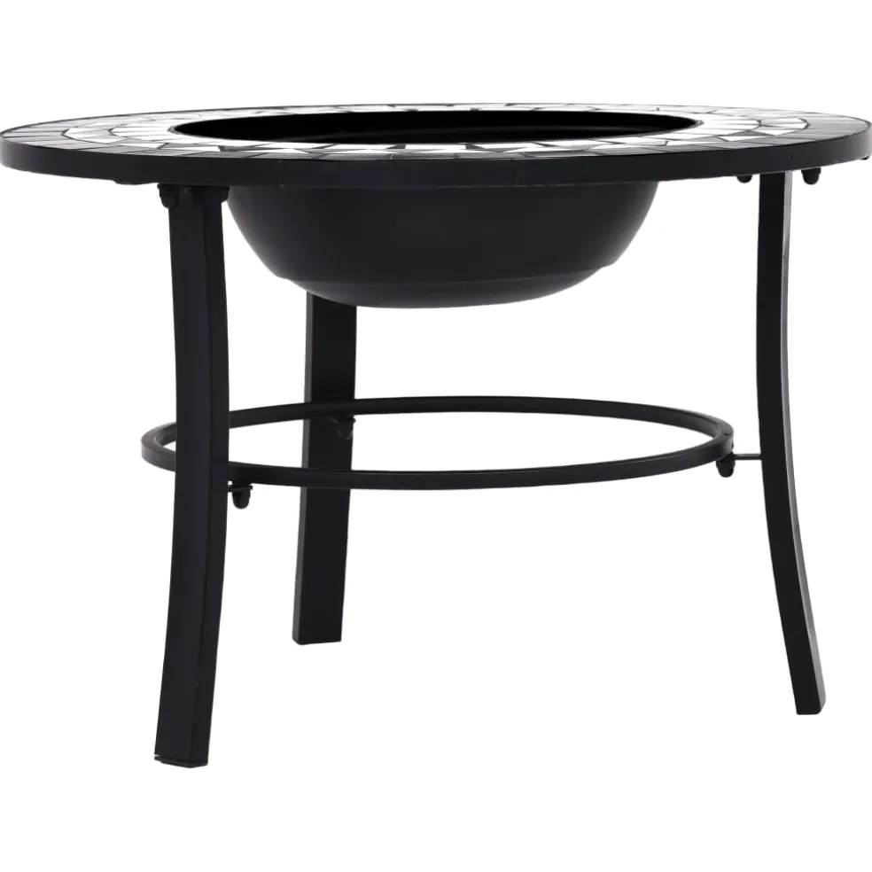 vidaXL Vuurschaal mozaïek 68 cm keramiek zwart en wit